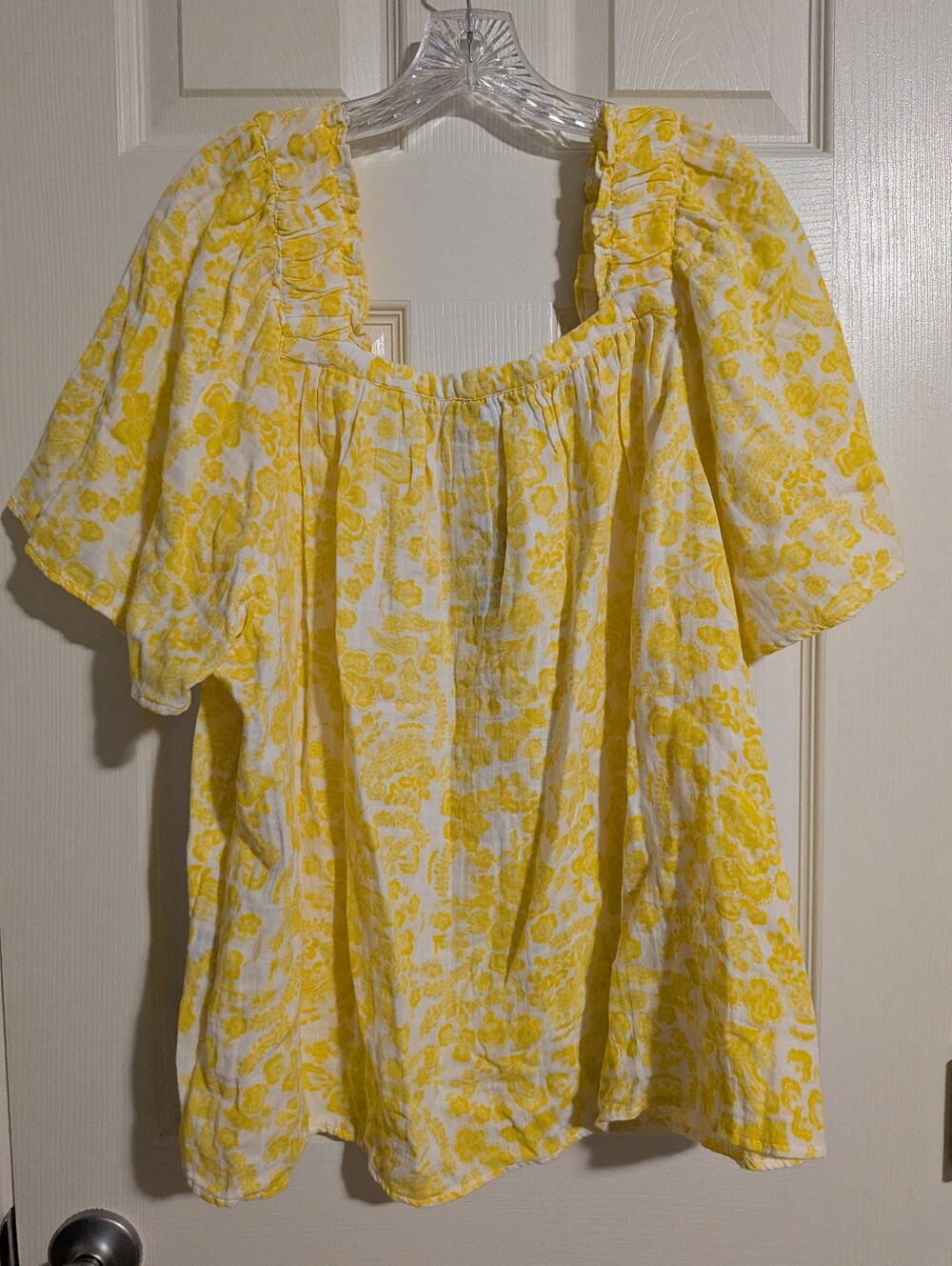 NWT Style & Co 4X Yellow Gauzy Paisley Top - Picture 6 of 6